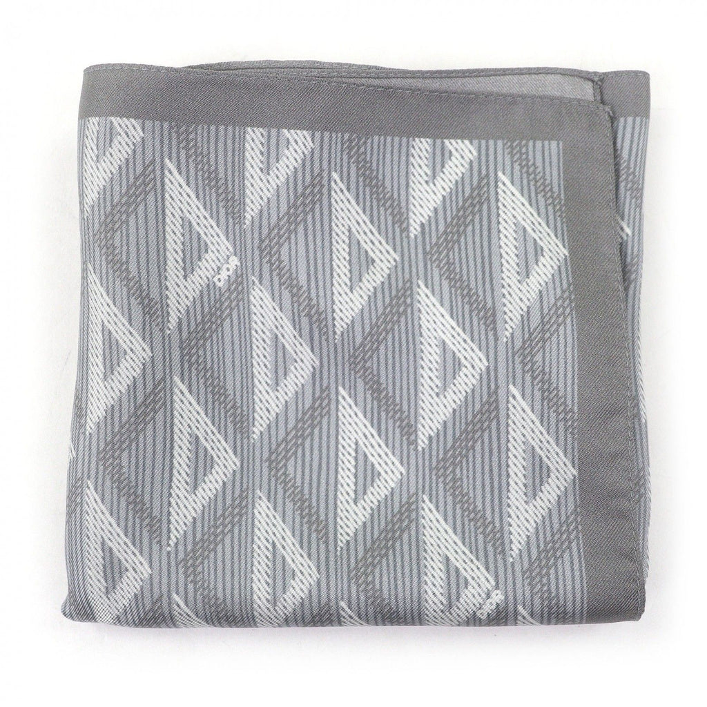 Dior Homme Silk 100% CD Diamond Pocket Square Scarf Handkerchief Gray