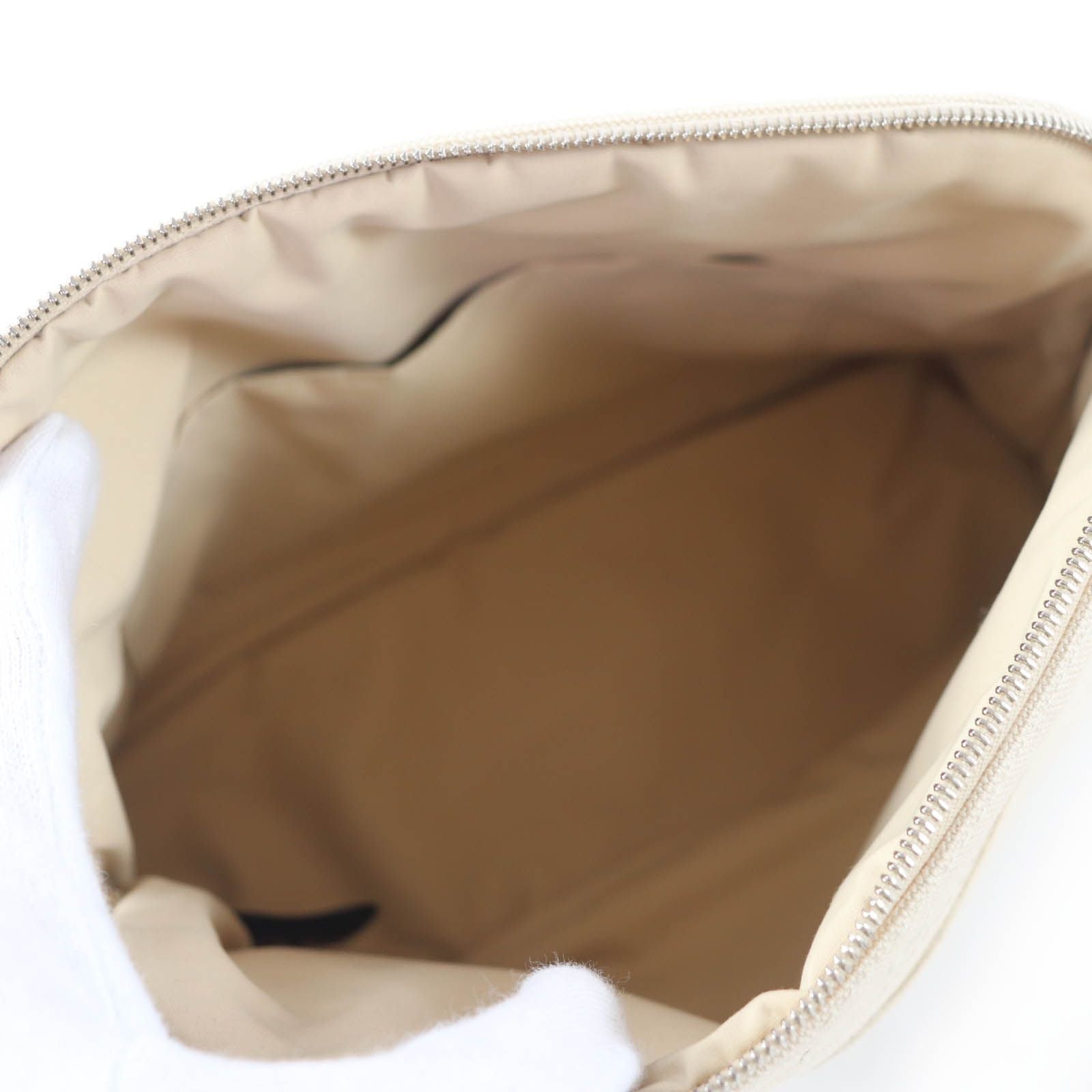 Hermes Bolide Pouch Cotton 100% Leather Logo Embroidered Zip Natural — view 6