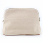 Hermes Bolide Pouch Cotton 100% Leather Logo Embroidered Zip Natural — view 2