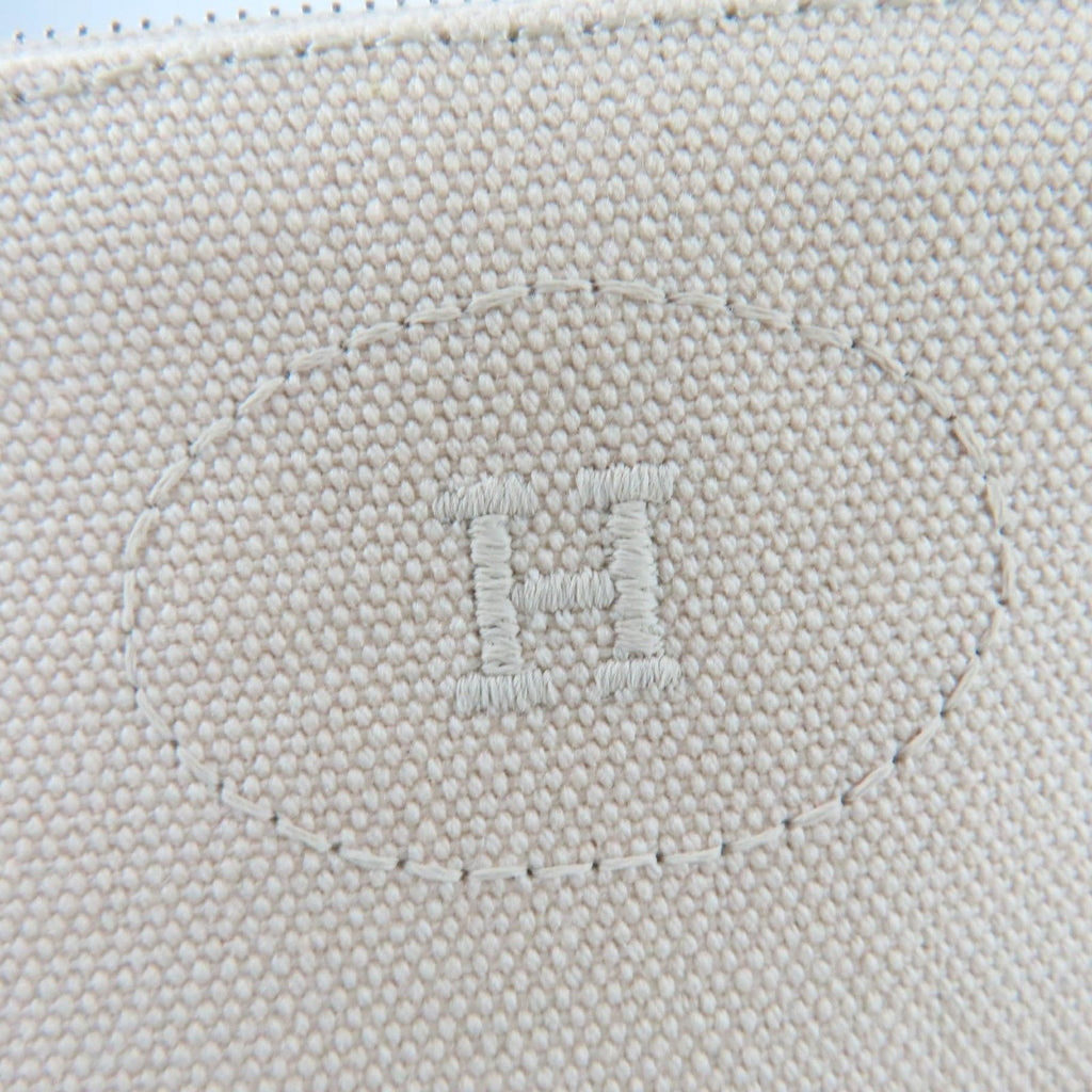 Hermes Bolide Pouch Cotton 100% Leather Logo Embroidered Zip Natural — view 7