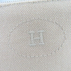 Hermes Bolide Pouch Cotton 100% Leather Logo Embroidered Zip Natural — view 7