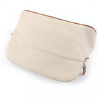 Hermes Bolide Pouch Cotton 100% Leather Logo Embroidered Zip Natural — view 4