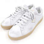 Prada Triangle Logo Distressed Low Cut Sneakers Leather Shoes White 7.5