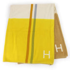 Hermes Daisangle Cashmere Citron Paille Logo 150 200 cm Large Scarf