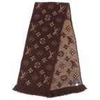Louis Vuitton Echarpe Logo Mania Shine Wool Silk Scarf Brown — view 2