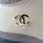 Chanel CC Logo Lace Up Suede Leather High Cut Sneakers Trekking Boots Pink — view 9
