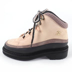 Chanel CC Logo Lace Up Suede Leather High Cut Sneakers Trekking Boots Pink — view 5