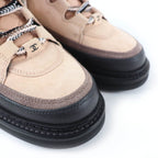 Chanel CC Logo Lace Up Suede Leather High Cut Sneakers Trekking Boots Pink — view 8