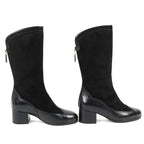 Chanel CC Logo Back Zip Suede Leather Long Boots Black 36 Leg Effect — view 4