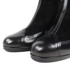 Chanel CC Logo Back Zip Suede Leather Long Boots Black 36 Leg Effect — view 6