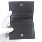 Gucci Guccissima Leather Bifold Wallet Compact Card Case Billfold Black — view 5