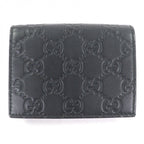 Gucci Guccissima Leather Bifold Wallet Compact Card Case Billfold Black