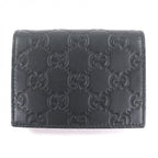 Gucci Guccissima Leather Bifold Wallet Compact Card Case Billfold Black — view 2
