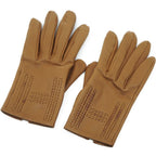 Hermes Leather Gloves 7 Brown Logo