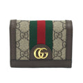 Gucci Compact Wallet Card Case Bifold Brown GG Supreme Canvas Beige Ebony