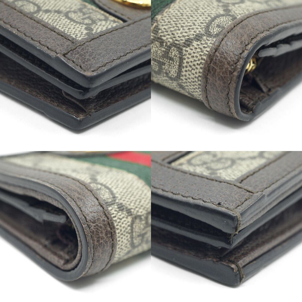 Gucci Compact Wallet Card Case Bifold Brown GG Supreme Canvas Beige Ebony — view 5