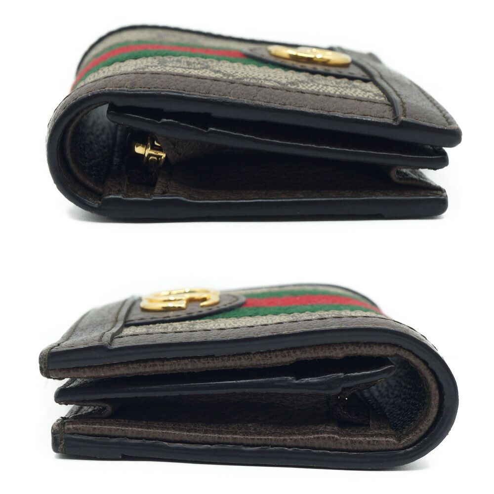 Gucci Compact Wallet Card Case Bifold Brown GG Supreme Canvas Beige Ebony — view 3