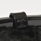 Chanel Plastic Chain Bag CC Logo Goat Fur Leather Black — view 6