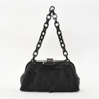 Chanel Plastic Chain Bag CC Logo Goat Fur Leather Black — view 4