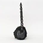 Chanel Plastic Chain Bag CC Logo Goat Fur Leather Black — view 3