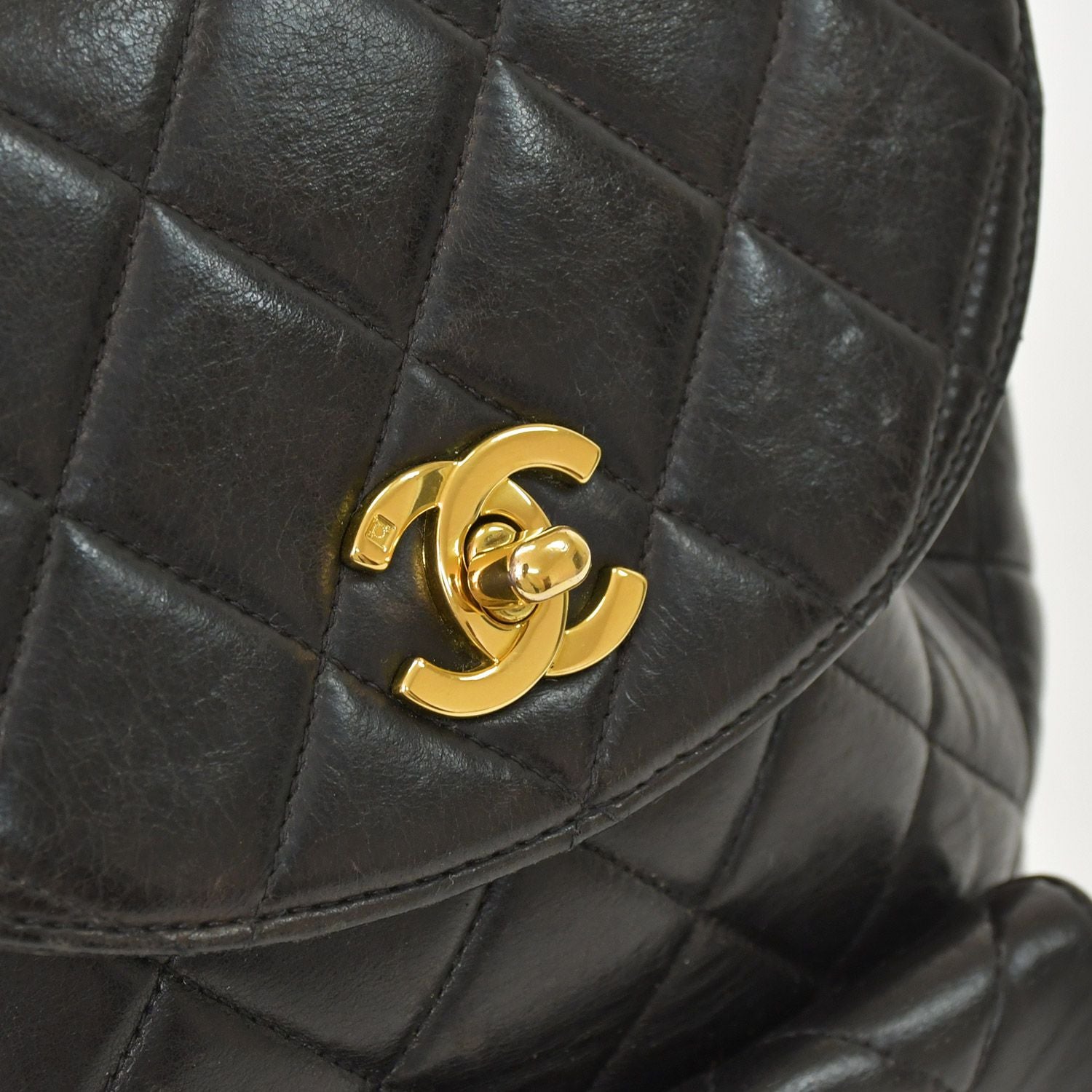 Chanel Quilted Backpack Lambskin CC Logo Black Vintage Gold — view 5