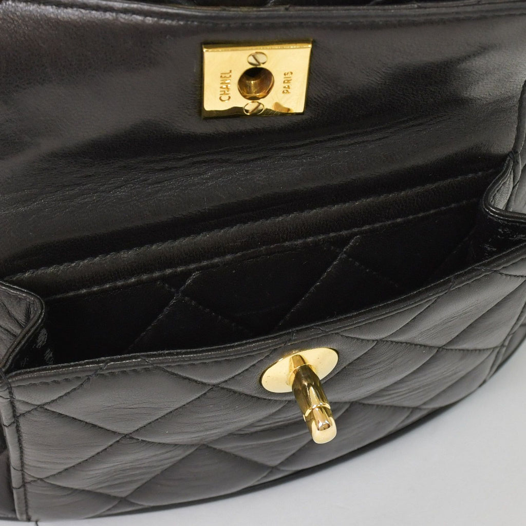 Chanel Quilted Backpack Lambskin CC Logo Black Vintage Gold — view 7