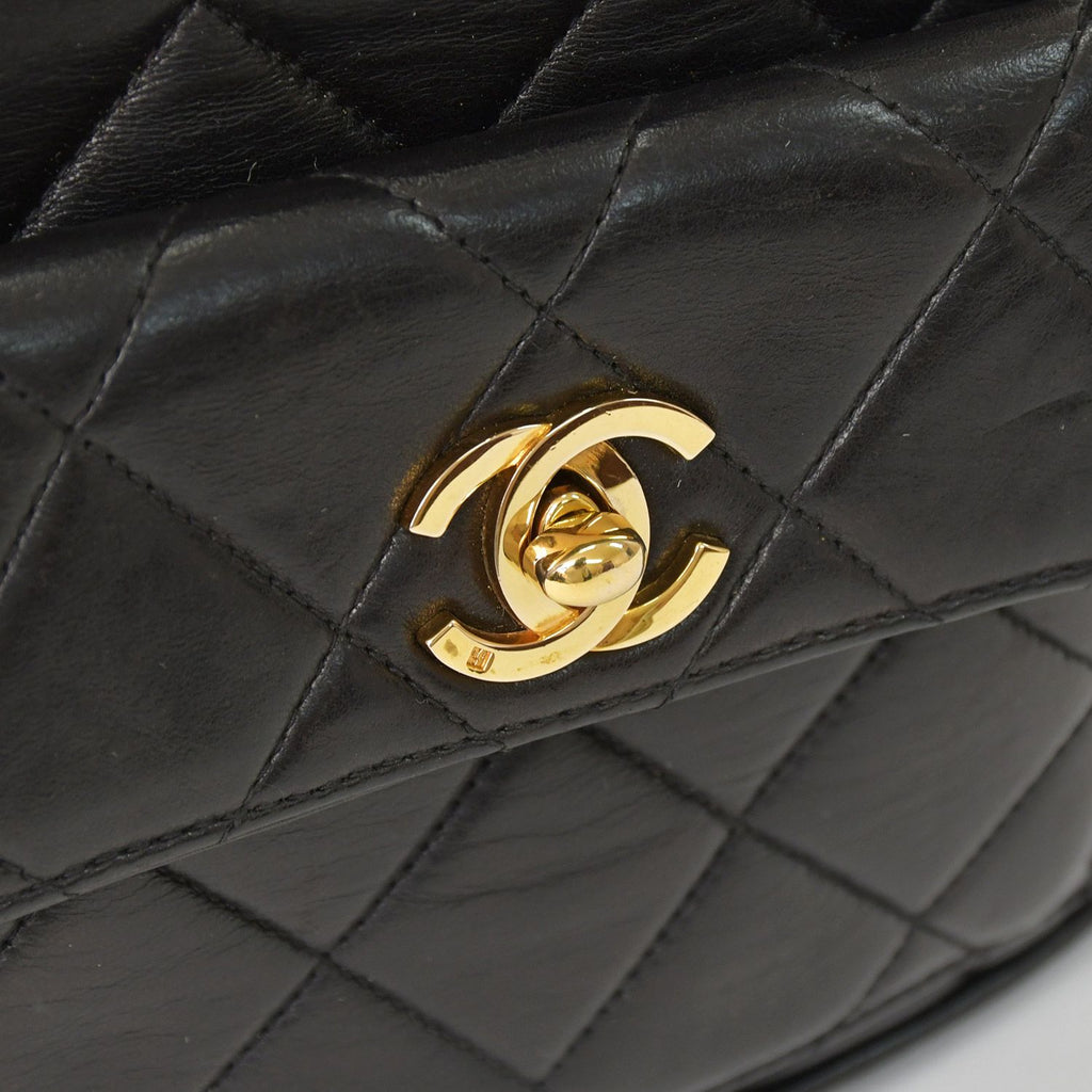 Chanel Quilted Backpack Lambskin CC Logo Black Vintage Gold — view 6