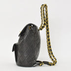 Chanel Quilted Backpack Lambskin CC Logo Black Vintage Gold — view 3