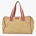 Gucci GG Canvas Boston Bag Sherry Line Leather Brown