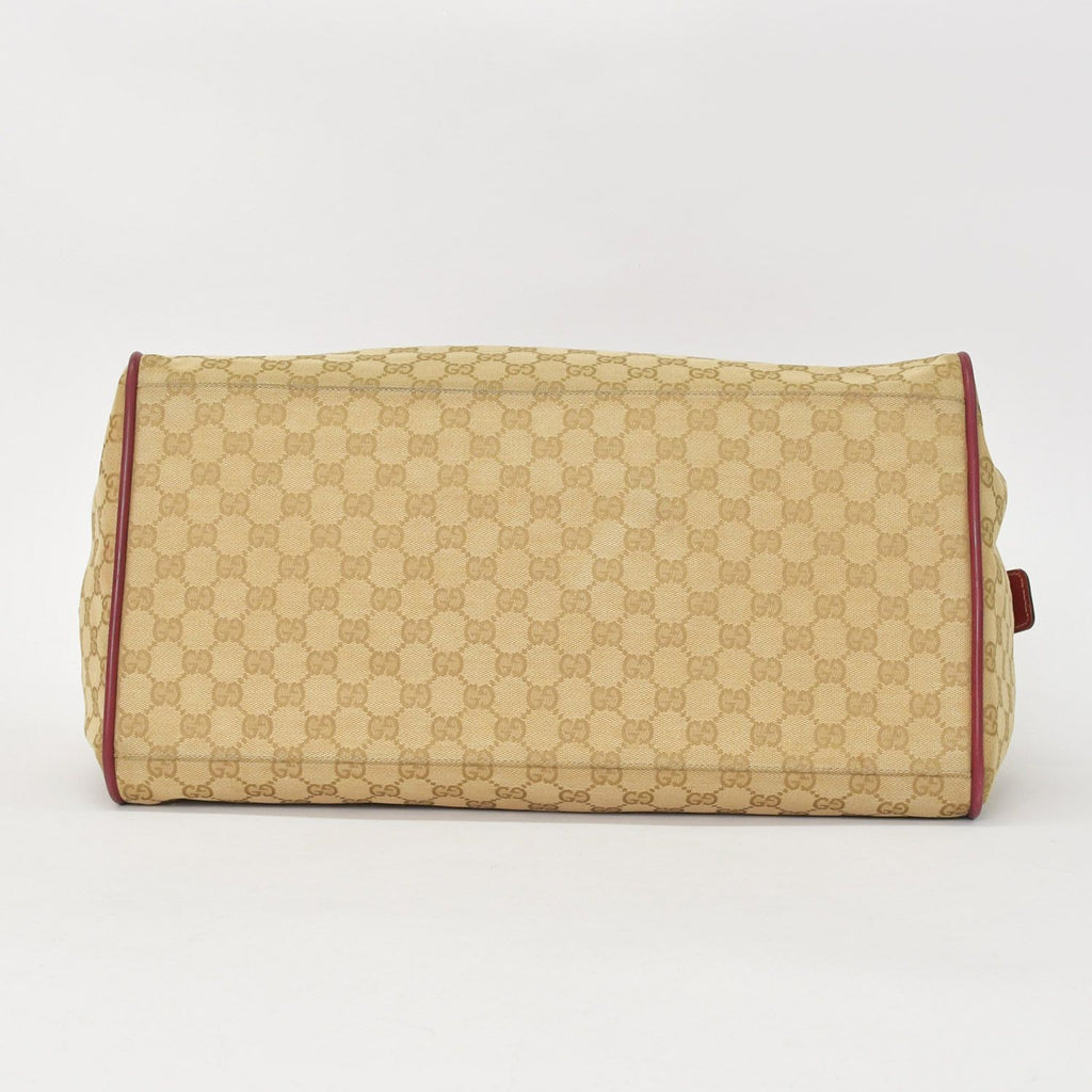 Gucci GG Canvas Boston Bag Sherry Line Leather Brown — view 8