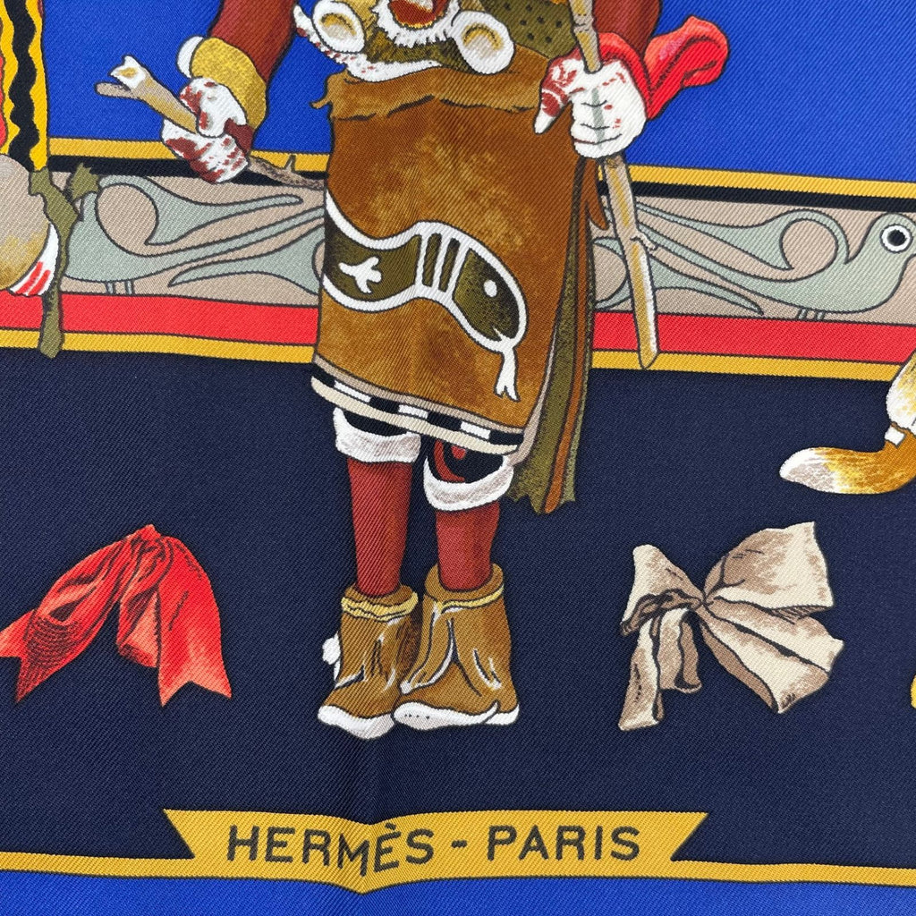 Hermes Scarf Carre 90 Silk Kachinas Blue — view 6