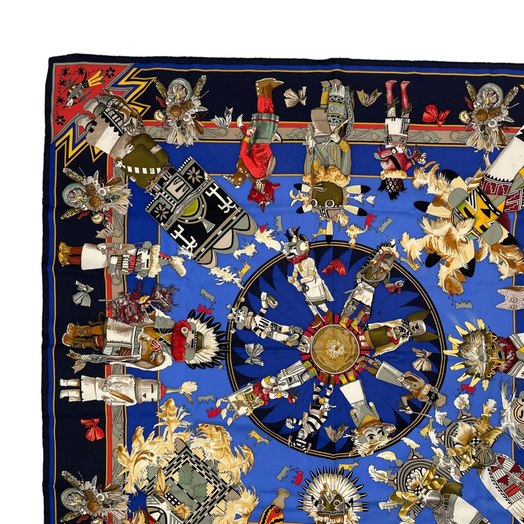 Hermes Scarf Carre 90 Silk Kachinas Blue — view 2