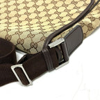 Gucci Shoulder Bag Logo Leather Plate GG Canvas Beige — view 6