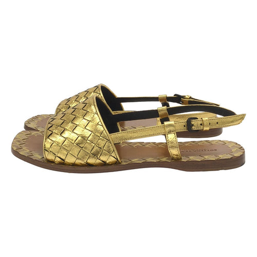 Bottega Veneta Intrecha Tostrap Sandals Gold — view 2