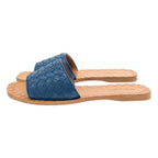 Bottega Veneta Intrecha Leather Sandals Blue Brown — view 2