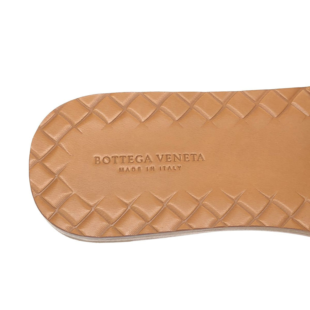 Bottega Veneta Intrecha Leather Sandals Blue Brown — view 5