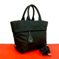 Prada Triangle Logo Nylon Leather Reversible 2-Way Shoulder Bag Black