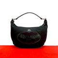 Prada Log Nylon Patent Enamel Handbag Mini Tote Black