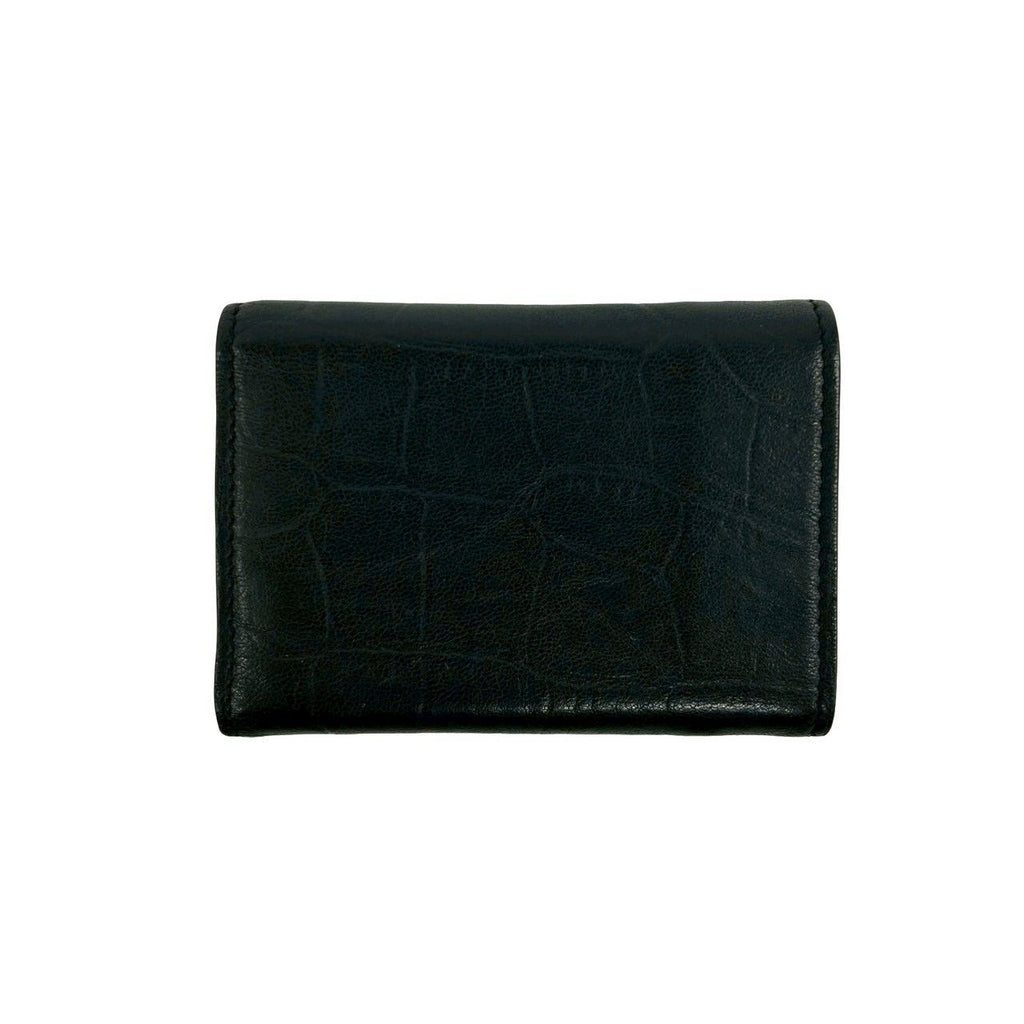 Saint Laurent Box Paris YSL Logo Leather Trifold Wallet Mini Black — view 2