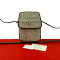 Celine C Macadam Logo Canvas Leather Mini Shoulder Bag Pochette Khaki Gold