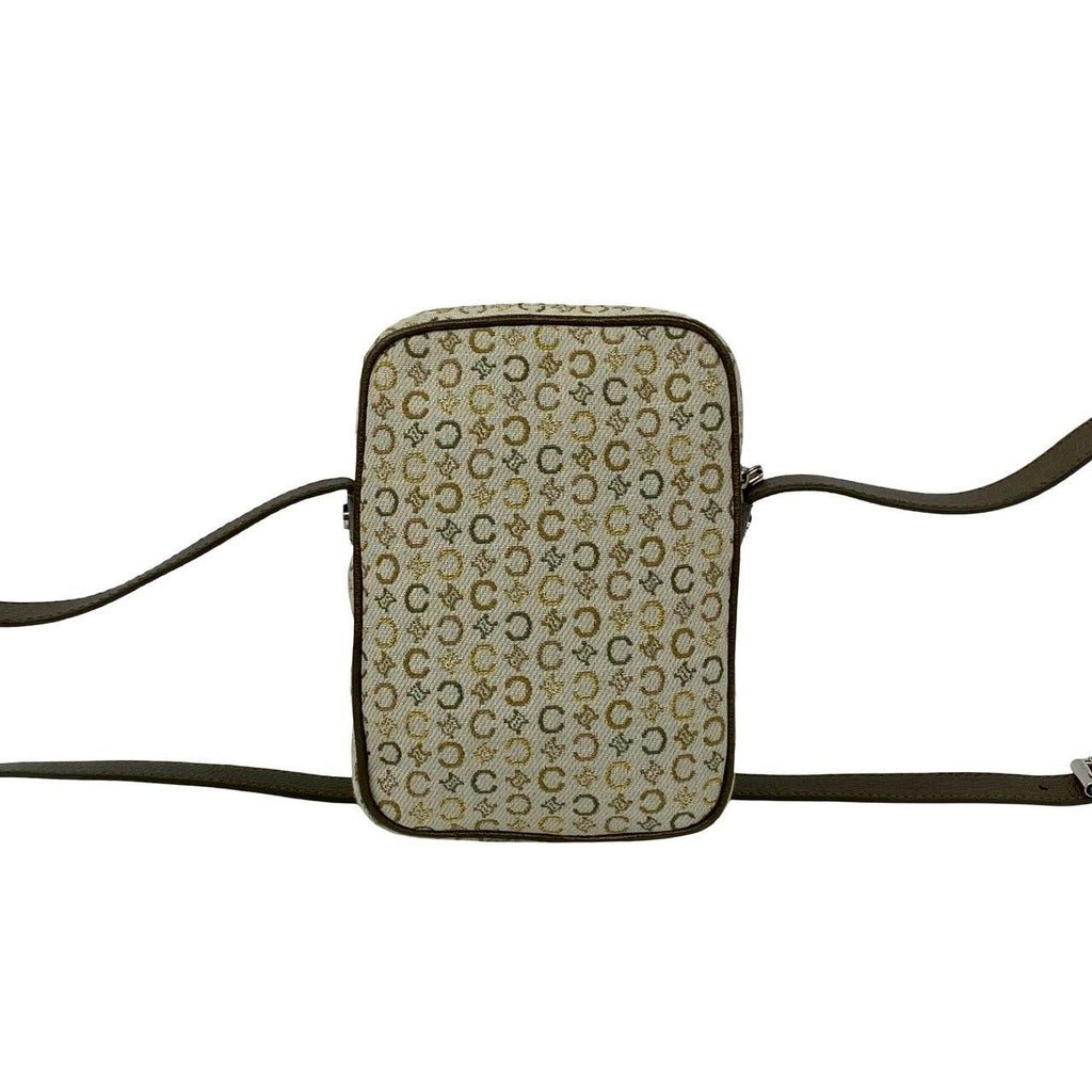 Celine C Macadam Logo Canvas Leather Mini Shoulder Bag Pochette Khaki Gold — view 3