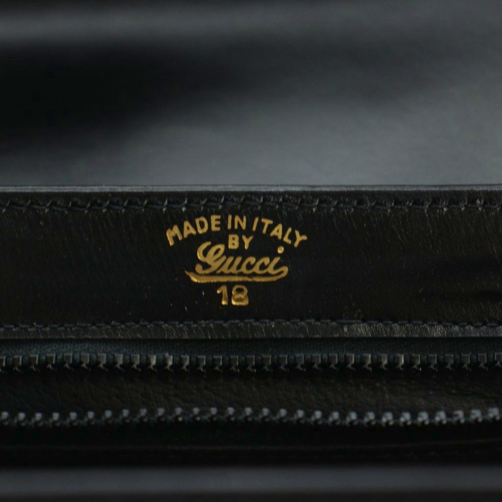 Gucci Vintage Shoulder Bag Box Calf Leather Turnlock Black MW — view 7