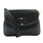 Gucci Vintage Shoulder Bag Box Calf Leather Turnlock Black MW