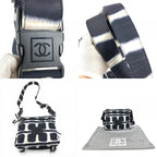 Chanel Shoulder Bag CC Logo Bicolor Nylon Black — view 9