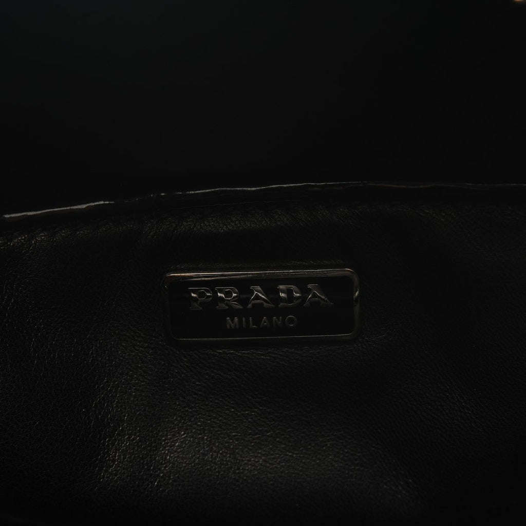 Prada Shoulder Bag Flower Motif Patent Leather — view 9