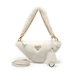 Prada Shoulder Bag Triangle Logo Wool Shearling 3way