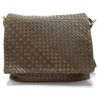 Bottega Veneta Shoulder Bag Intrecciato Leather Brown Gold