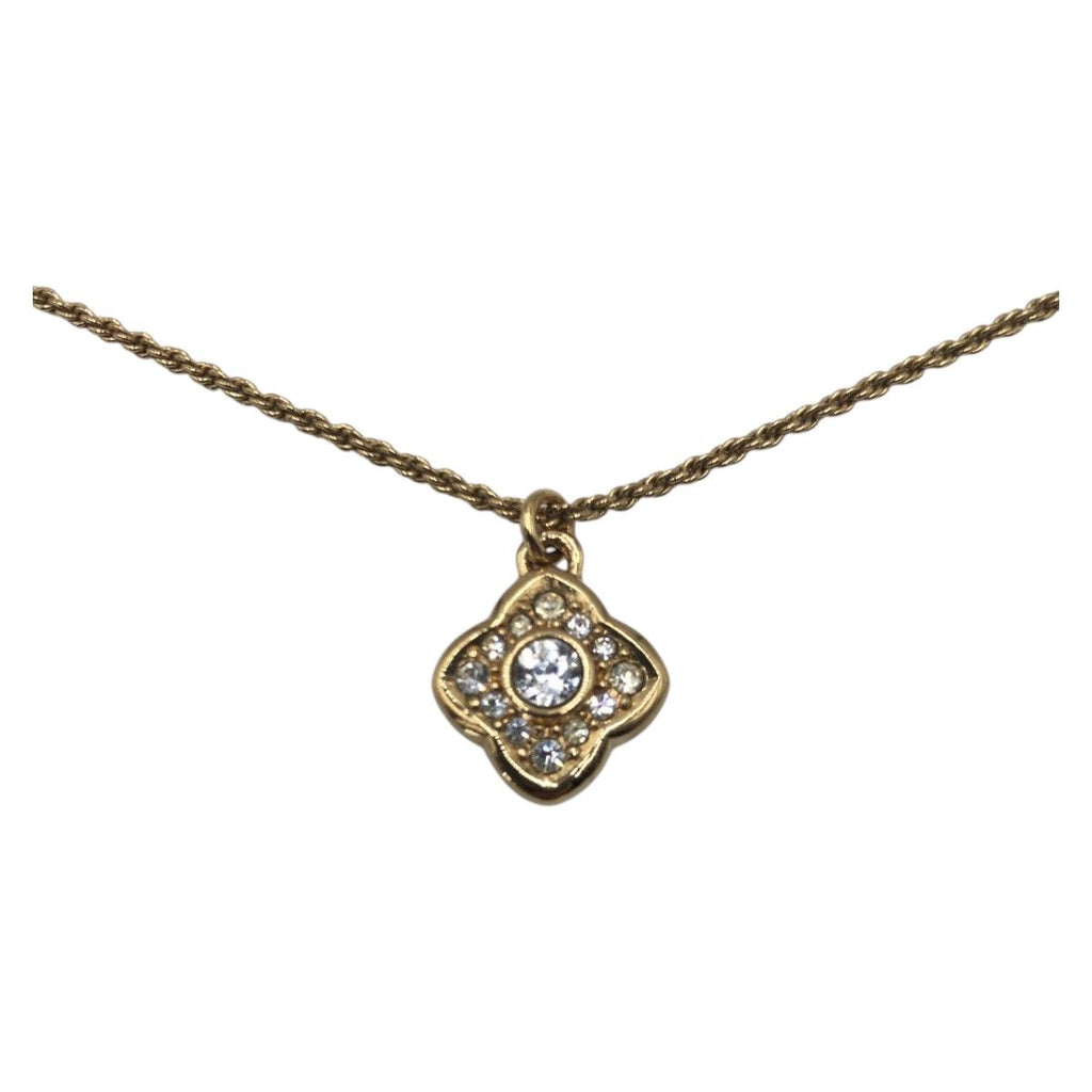 Dior Vintage Rhinestone Gold Metal Necklace Pendant
