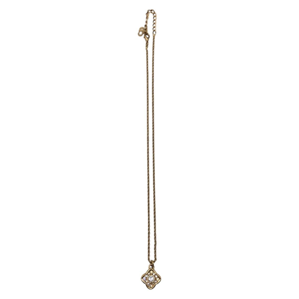 Dior Vintage Rhinestone Gold Metal Necklace Pendant — view 4