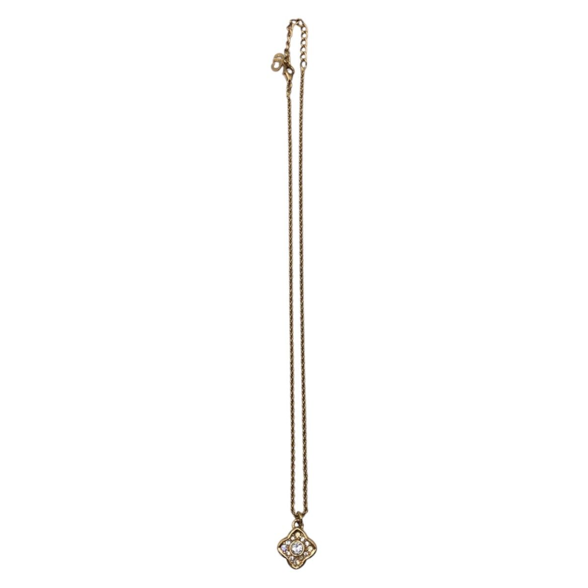 Dior Vintage Rhinestone Gold Metal Necklace Pendant — view 4